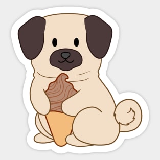 Chocolate Ice Cream Pug Sticker